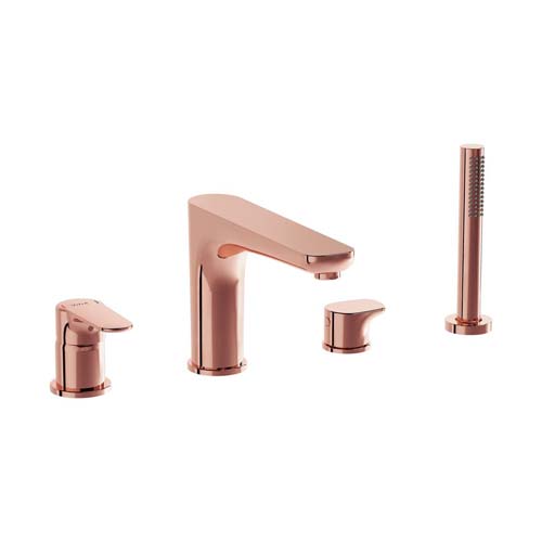 VitrA Root Deck Mounted Bath Mixer with Hand Shower - Copper