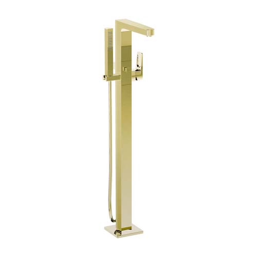 VitrA Root Square Floorstanding Bath Mixer with Hand Shower - Gold