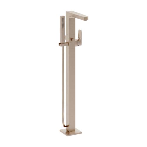 VitrA Root Square Floorstanding Bath Mixer with Hand Shower - Brushed Nickel