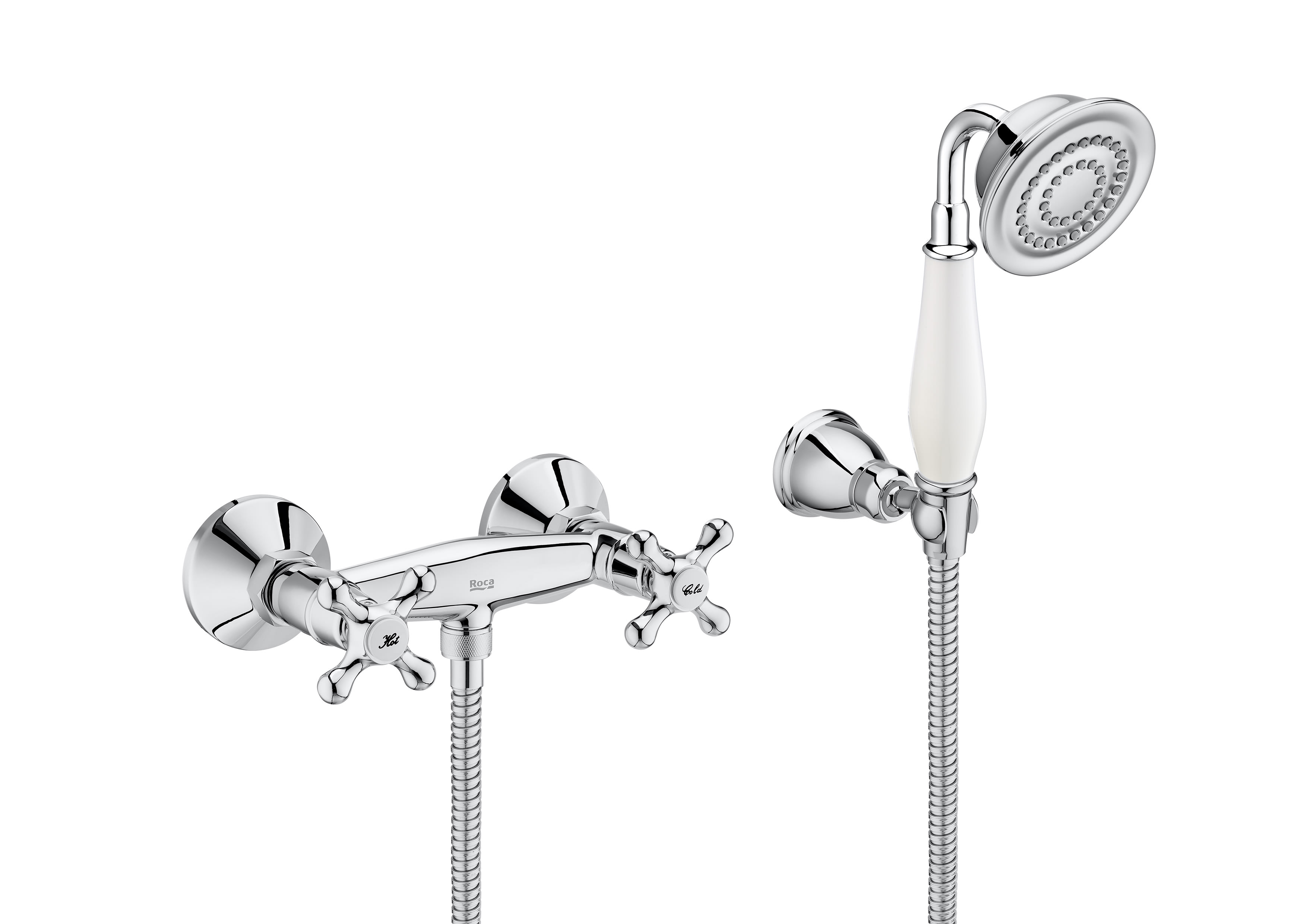 Roca Carmen Wall Mounted Shower Mixer & Kit - Chrome