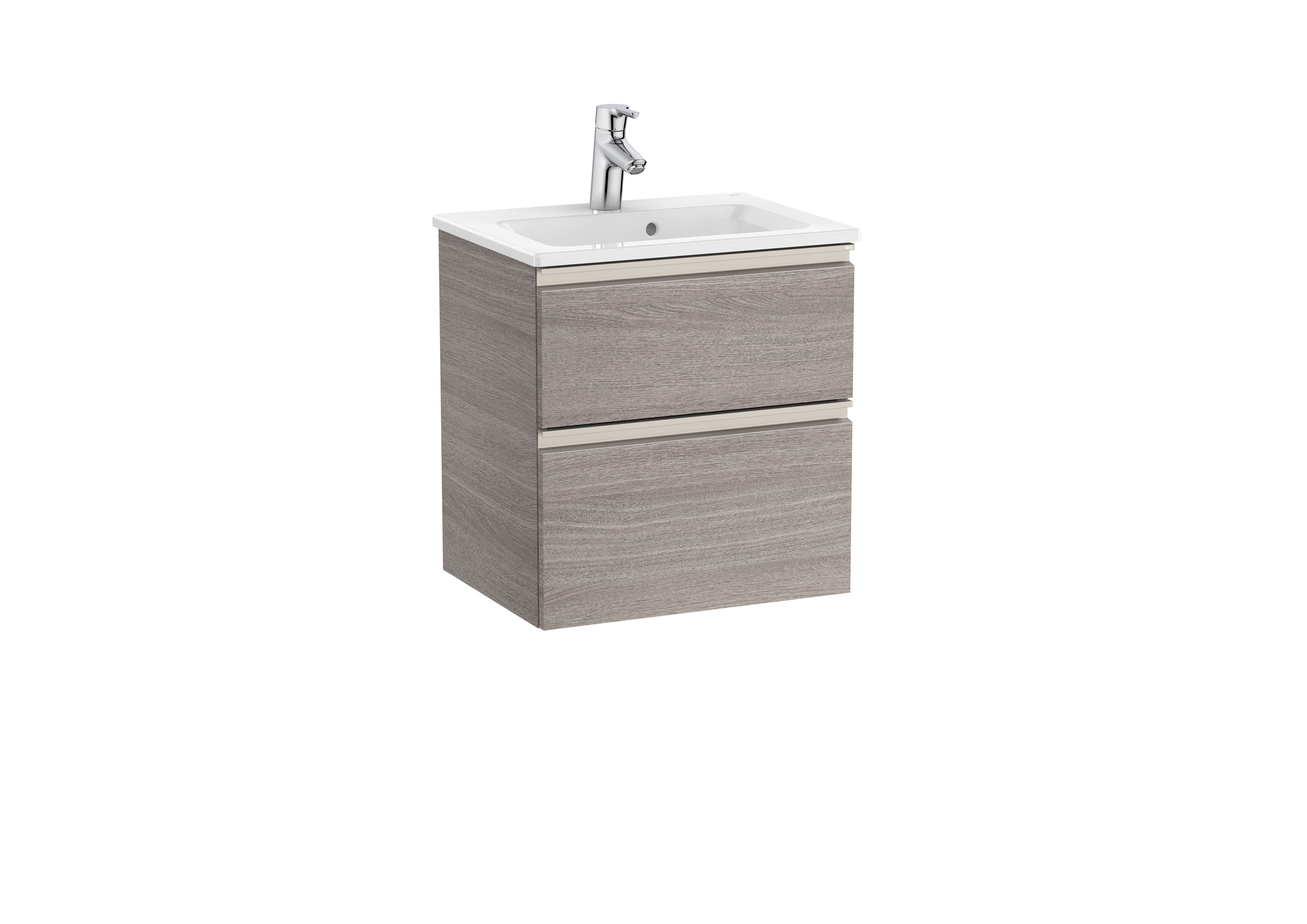 Roca The Gap 500mm 2 Drawer Compact Vanity Unit & Basin - City Oak 1