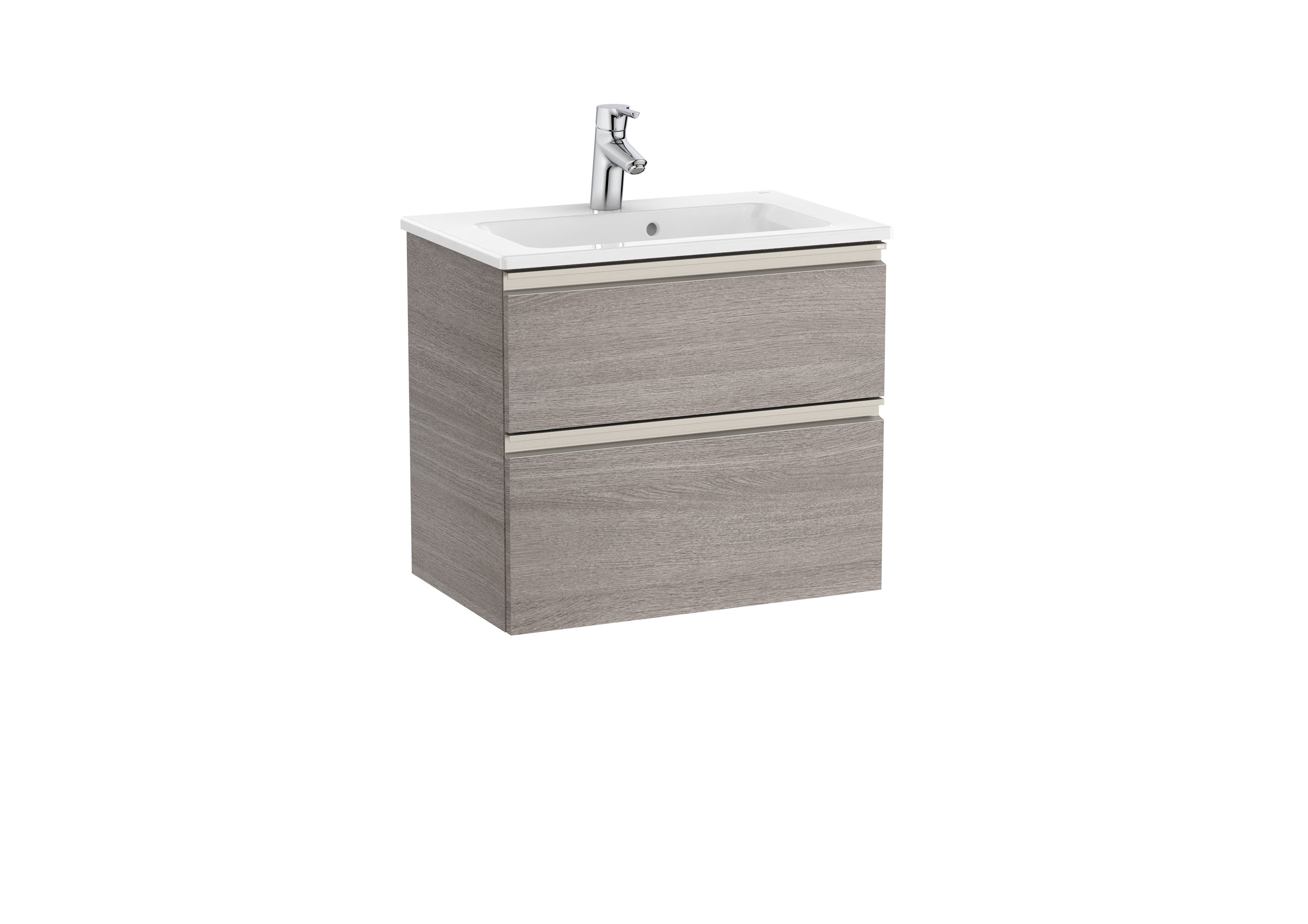 Roca The Gap 600mm Compact 2 Drawer Vanity Unit & Basin - City Oak