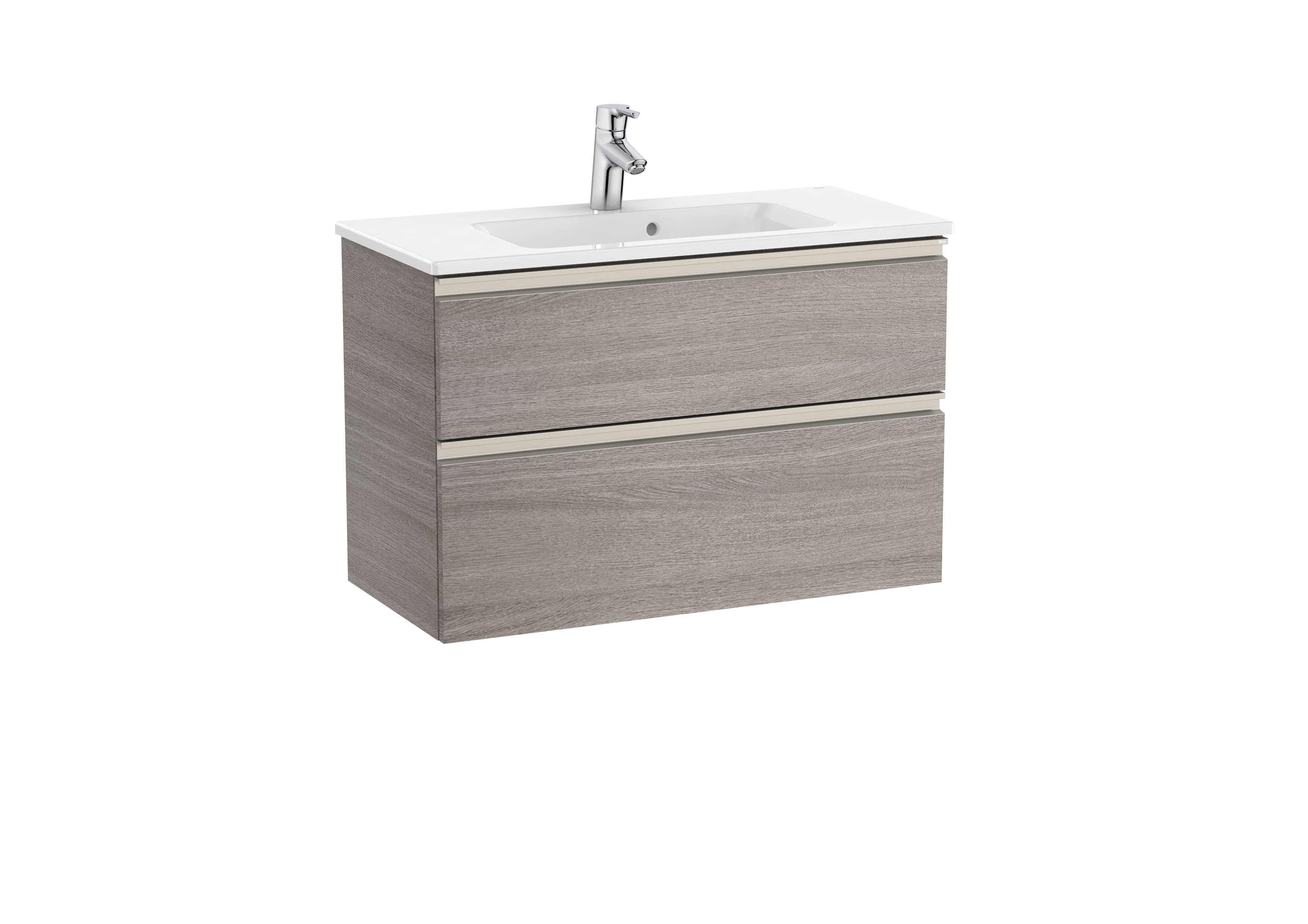 Roca The Gap Compact 800mm Vanity 2 Drawer & Basin Unit - City Oak