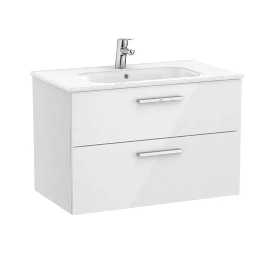 Roca New Victoria 800 x 460mm 2 Drawer Unit & Basin - Gloss White