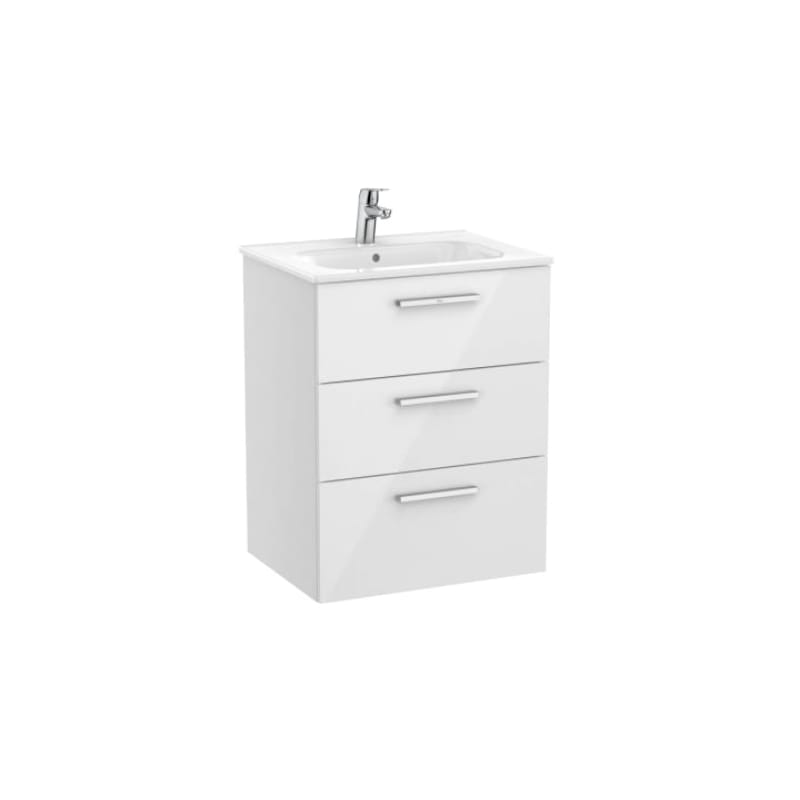 Roca New Victoria 600 x 460mm 3 Drawer Unit & Basin - Gloss White