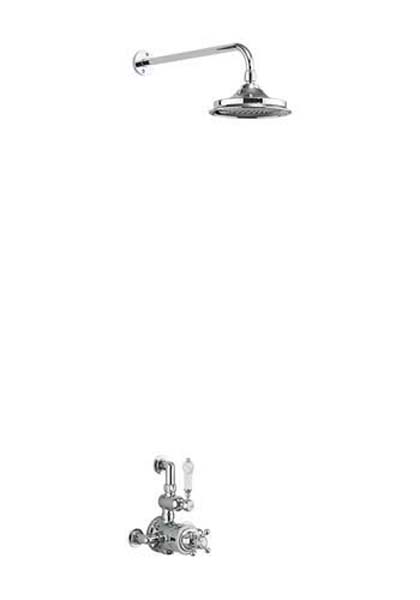 Burlington Shower Valve Single Outlet with Fixed Shower Arm Excluding Shower Head - Chrome / White