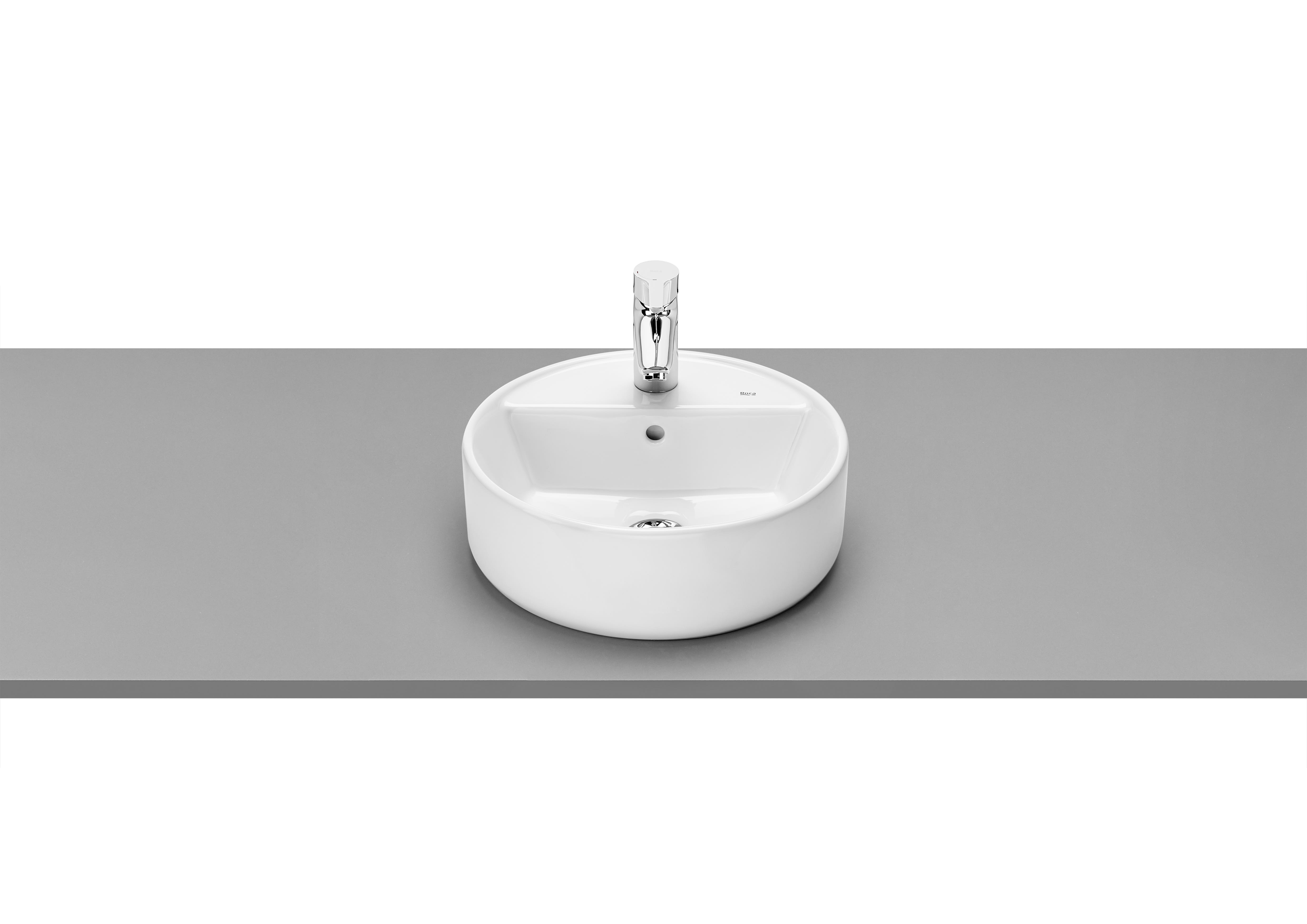 Roca The Gap Round On-Countertop Basin 1 Tap Hole 400mm - White