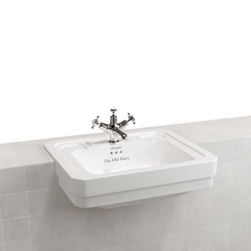 Burlington Bespoke Traditional Edwardian Semi-Recessed Basin 58cm 1 Tap Hole - White