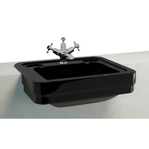 Burlington Jet Semi Recessed Basin 58 x 47cm - Jet Black