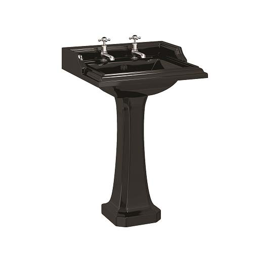 Burlington Classic Square Basin 65 x 575cm Two Tap Hole - Black Ivory