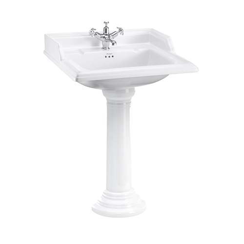 Burlington Classic Square Basin 65 x 575cm Three Tap Hole - White