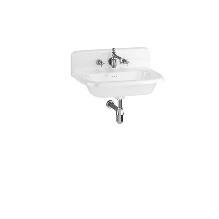 Clearwater Medium Roll Top Basin with Up-Stand 650 x 470mm - White