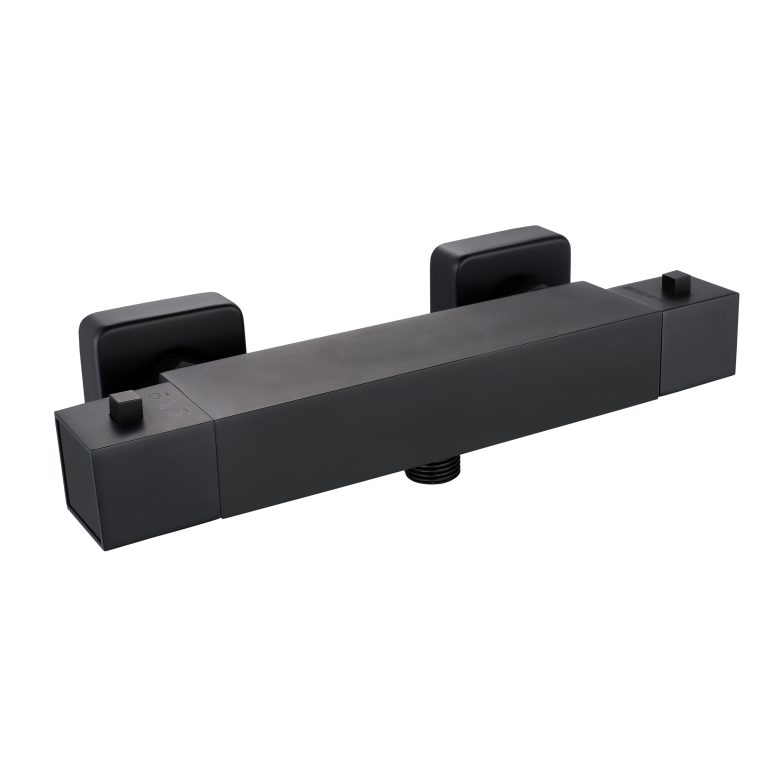 Bayou Square Exposed Thermostatic Valve - Matt Black
