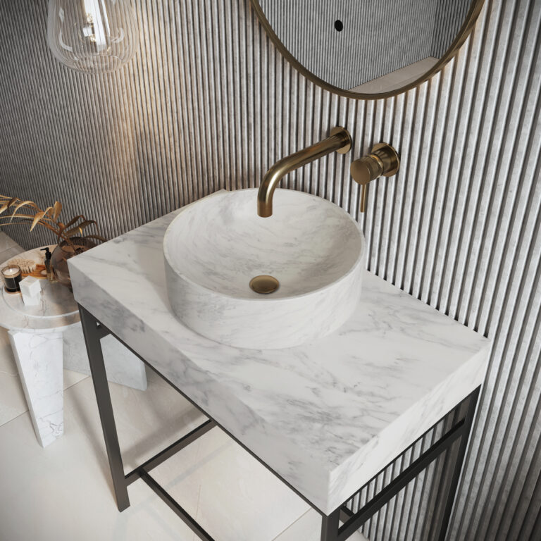 Bayou Sanctuary Venato White Round 350 Marble Basin - Venato White