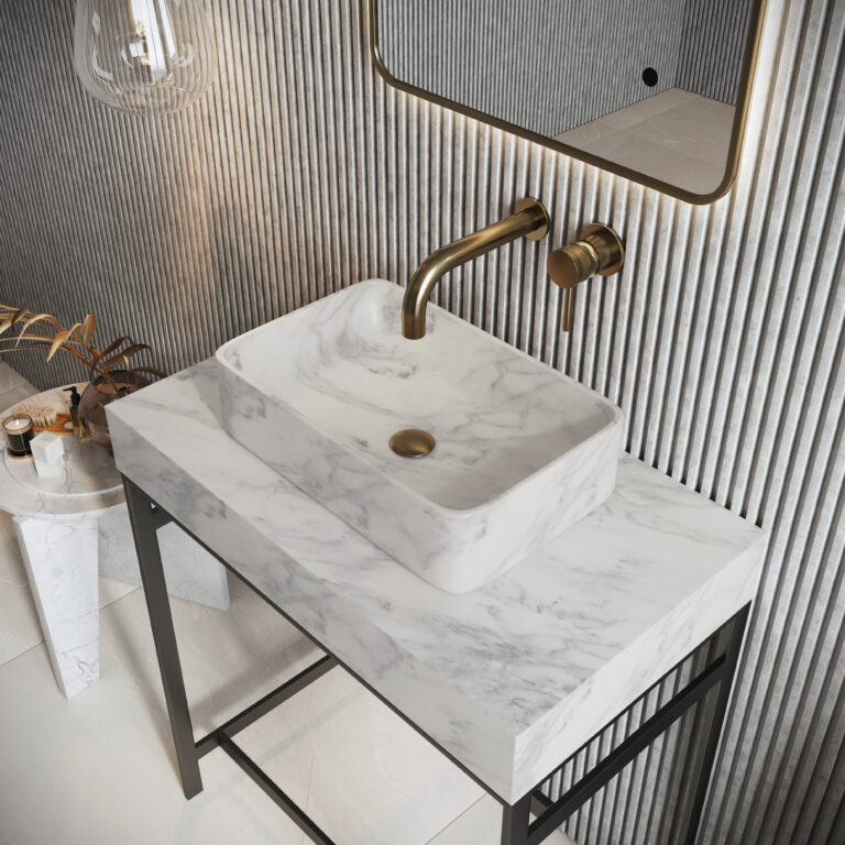 Bayou Sanctuary Venato White Rectangular 420 Marble Basin - Venato White