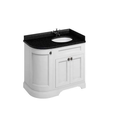 Burlington 100cm Curved Vanity Unit with Doors and Worktop - Right Hand