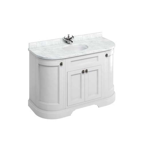 Burlington Minerva Worktop with White Vanity Bowl 134 x 55cm - Carrara White Marble