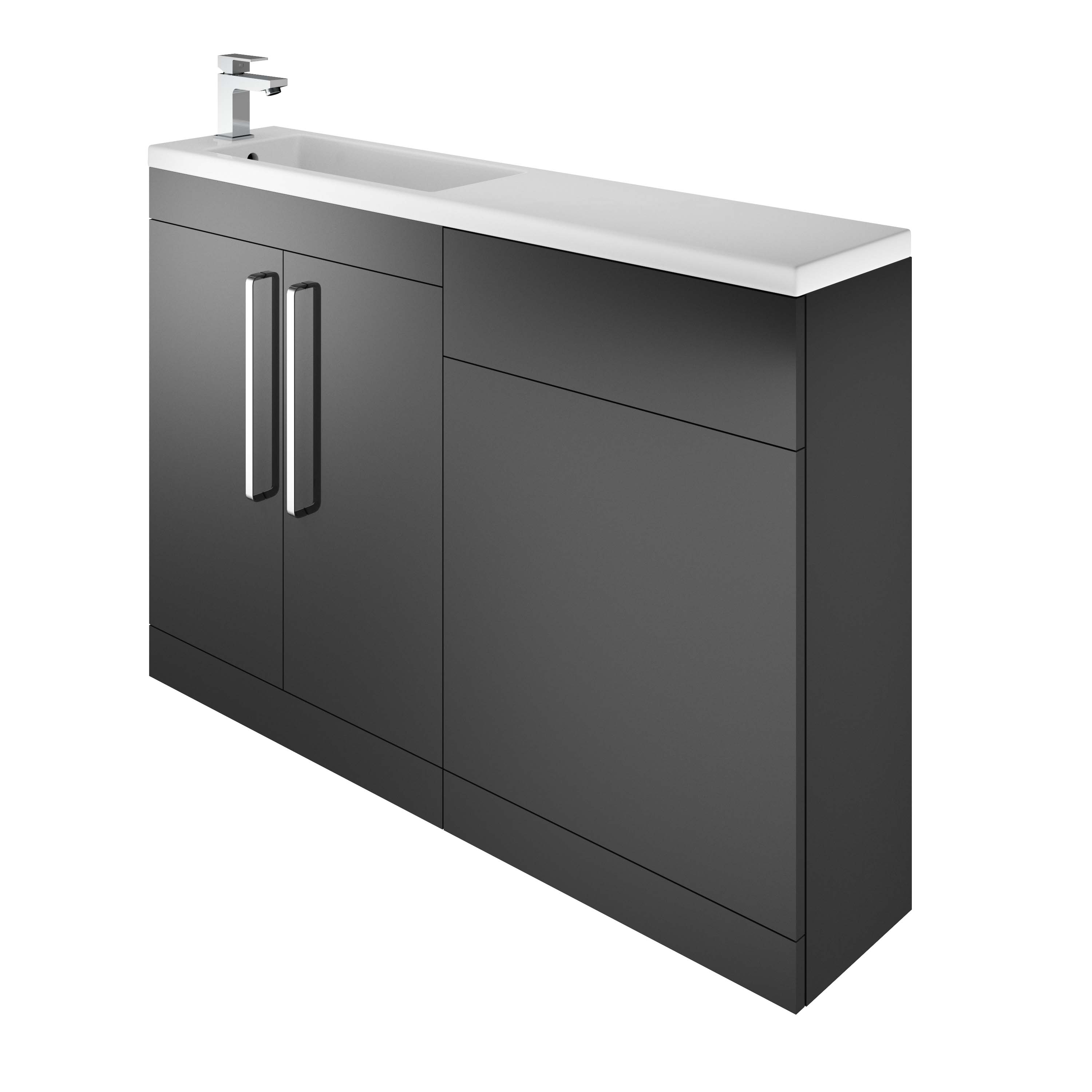 Bayou Scene I Shape Basin Unit with 2 Doors - Gloss Charcoal