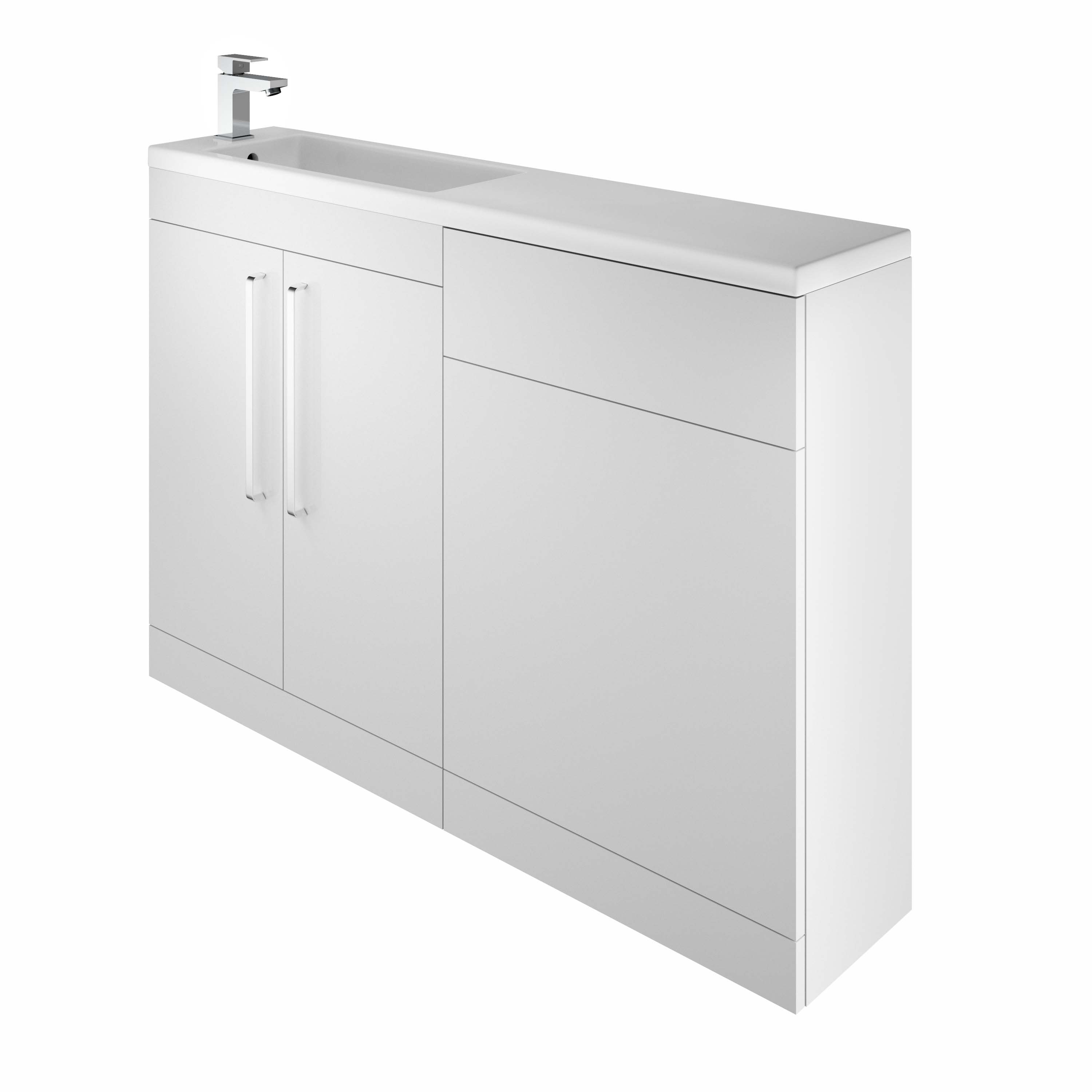 Bayou Scene I Shape Basin Unit with 2 Doors - Gloss White