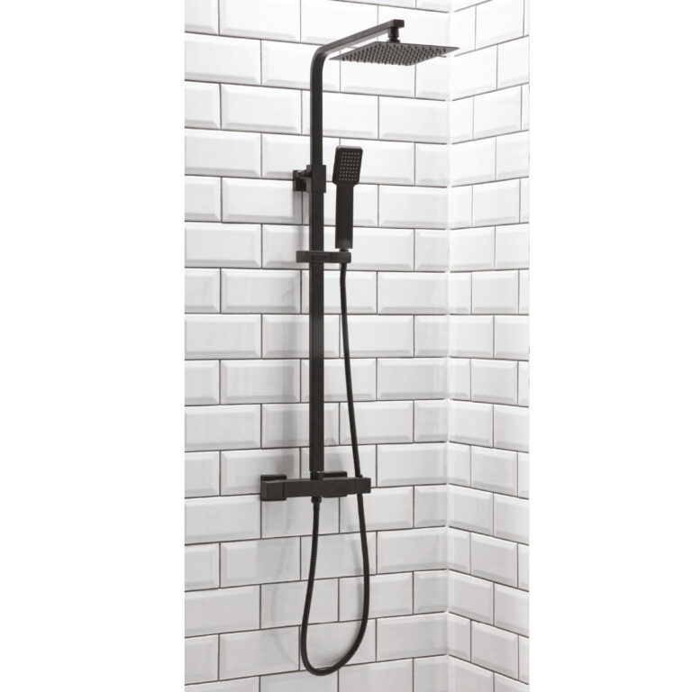 Bayou Lunar Square Rigid Riser Shower - Black