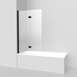 Lakes Two Panel Folding Bath Screen - Black