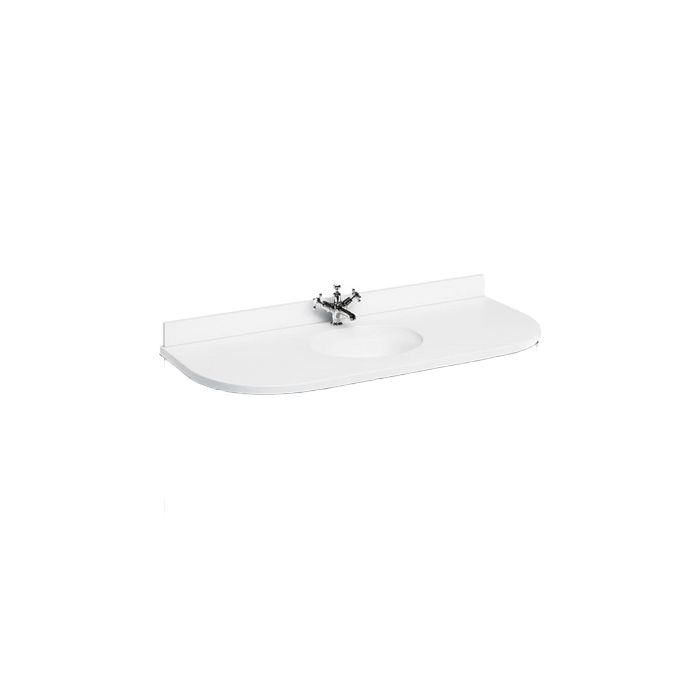 Burlington Minerva Worktop with White Vanity Bowl 134 x 55cm - White