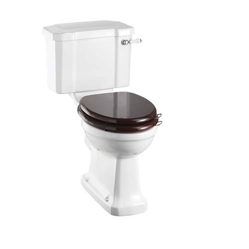 Burlington Slimline Cistern Bottom Inlet with Chrome / White Ceramic Lever - White