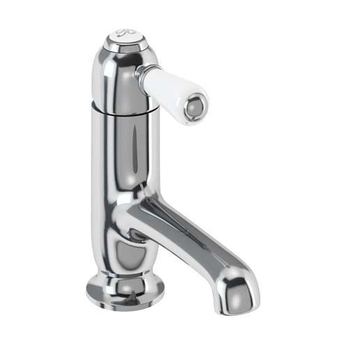 Burlington Chelsea Straight Spout Monobloc Basin Mixer No Waste - Chrome / White