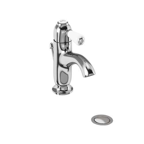 Burlington Chelsea Curved Spout Monobloc Basin Mixer with Pop-Up Waste - Chrome / White