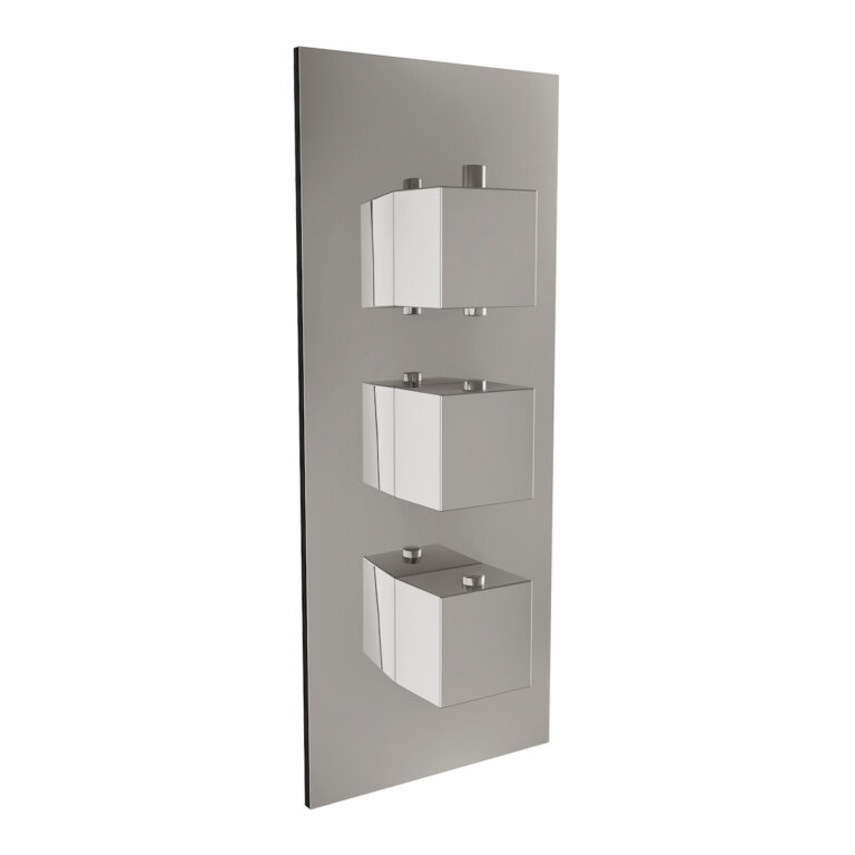 Bayou Triple Square Handle, 3 Outlet Concealed Valve with Diverter - Chrome