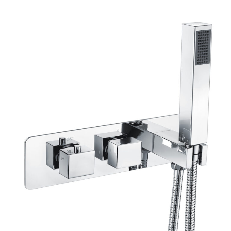 Bayou Square Handle, 2 Outlet Concealed Valve with Diverter - Chrome