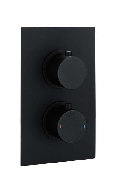 Bayou Concealed Shower Valve Round Handle Dual Outlet - Black 6