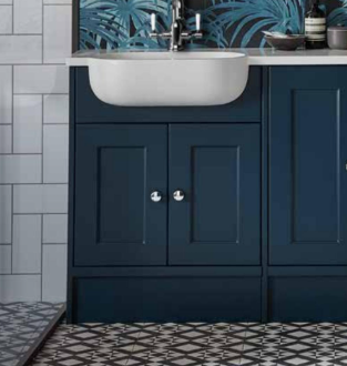 Roper Rhodes 600 x 218 Slim Depth Basin Unit with Fascia Door Pack - Oak / Derwent Blue