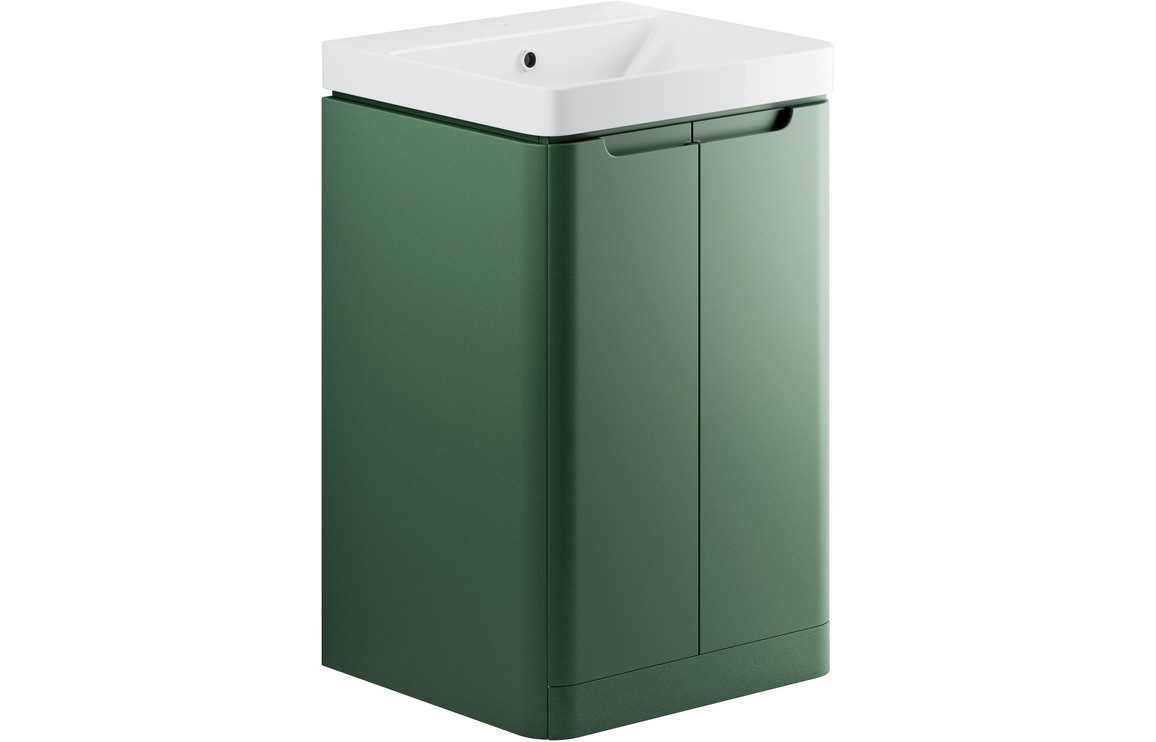 Bayou Lambra 500mm 2 Door Floor Standing Cloakroom Basin Unit - Matt Sage Green 10