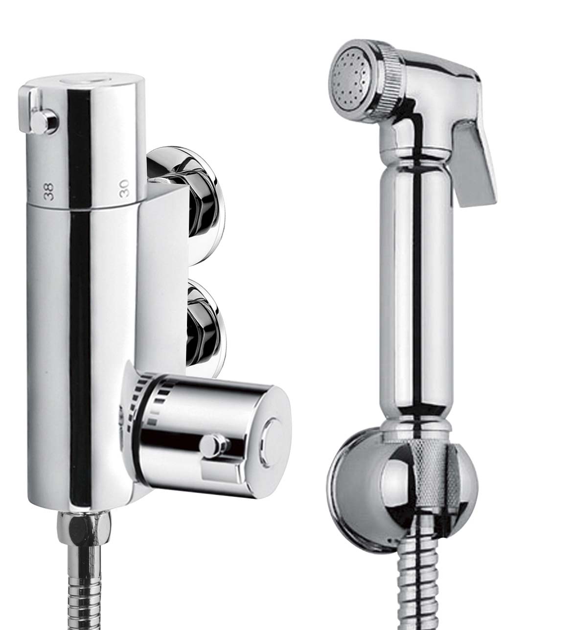 Bayou Douche Spray Kit with Thermostatic Mixer Valve - Chrome