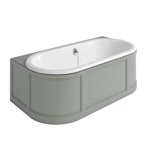 Burlington London Bath with Back To Wall Surround Bath - White / Olive 4