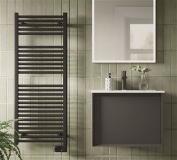 Bayou Elite Straight Matt Black Electric Height  1200mm Width 500mm 750 Watts - Matt Black