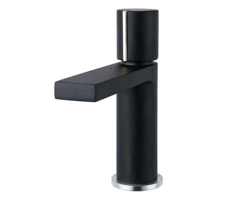 Bayou Evo Black Monobloc Basin Mixer with Sprung Plug Waste - Black
