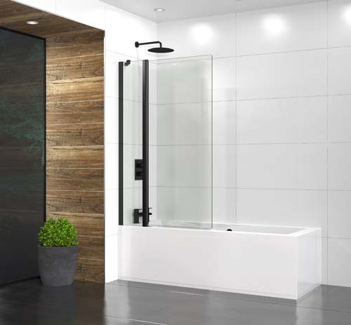Bayou Extended Half Radius Screen with Fixed Panel 979 x 1500mm - Black
