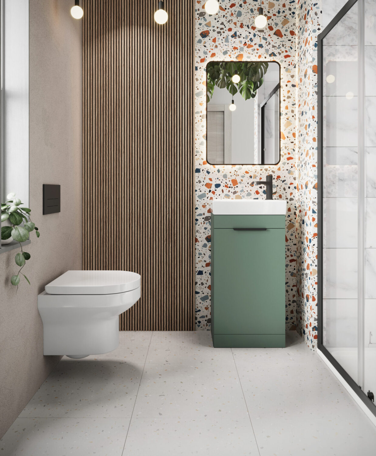 Bayou Esme 450 Cloakroom Unit including Basin - Reed Green