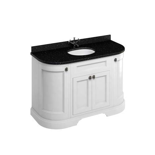 Burlington Vanity Unit 134 x 85H x 55cm with Four Soft Close Doors & Adjustable Glass Shelves Matt White