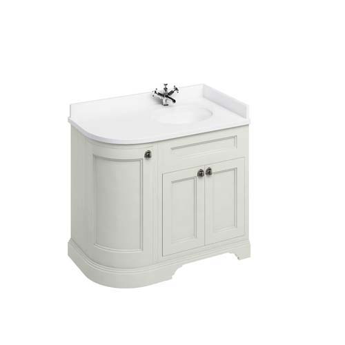 Burlington Vanity Unit 100 x 85H x 55cm Right Hand with Three Soft Close Doors & Adjustable Glass Shelves - Sand