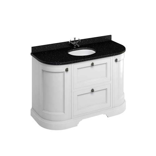 Burlington Vanity Unit 134 x 85H x 55cm with Two Soft Close Drawers with Adjustable Glass Shelves - Matt White