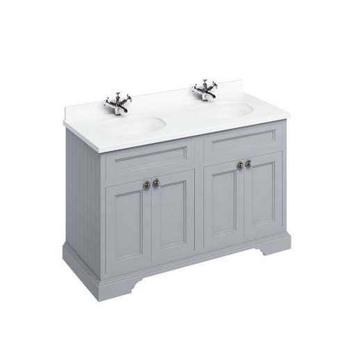 Burlington Vanity Unit 130 x 85H x 55cm with Four Soft Close Doors & Adjustable Glass Shelves - Grey