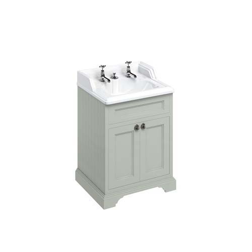 Burlington Vanity Unit 67 x 85H x 58cm with Two Soft Close Doors & Adjustable Glass Shelf - Olive 9