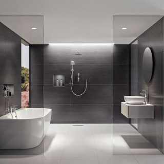Aqualisa Intuition Black Concealed Handshower with Wall fixed head with Remote - HP/Combi - Black