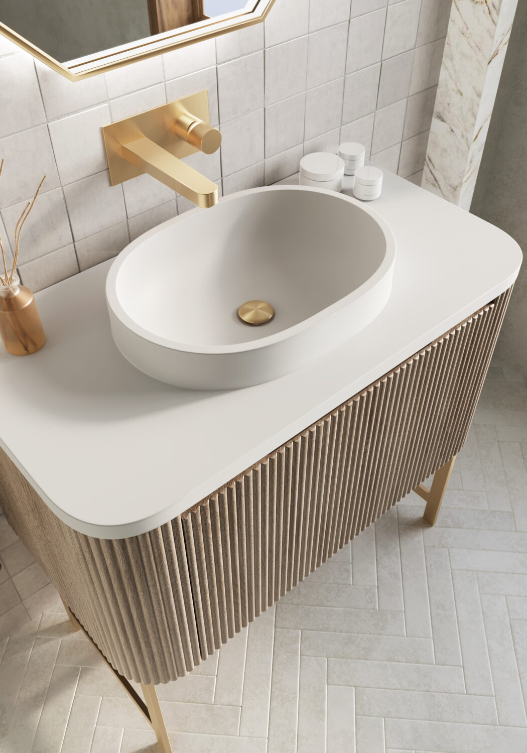 Linea Curve 600mm Basin - Matt White