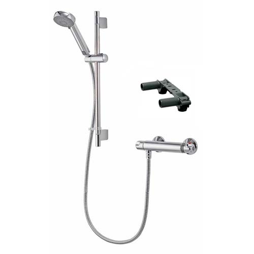 Aqualisa Midas 100 Easy Fit Exposed Thermostatic Dual Control Shower Valve with Adjustable Head Hose & Slide Rail - Chrome