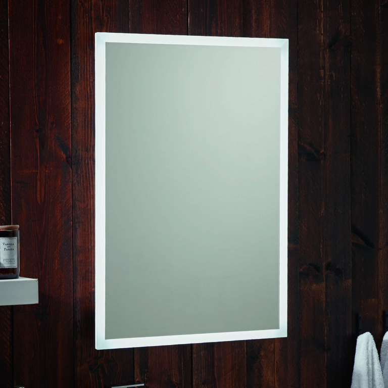 Bayou Led Bathroom Mirrors Mosca Led Mirror With Demister Pad And Shaver Socket And Bluetooth 500X700mm - Brushed Steel