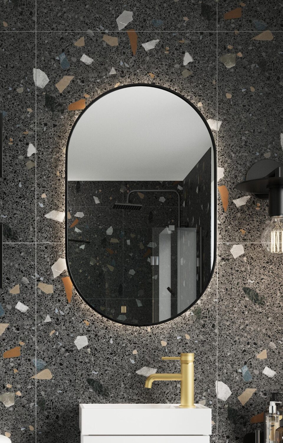 Bayou Aubrey LED Mirror Black 500×800 - Matt Black